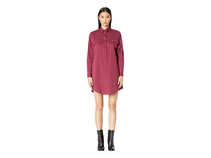 Versace Jeans Shirtdress Ed2hsa411 (ciliegia) Women's Long Sleeve Button Up
