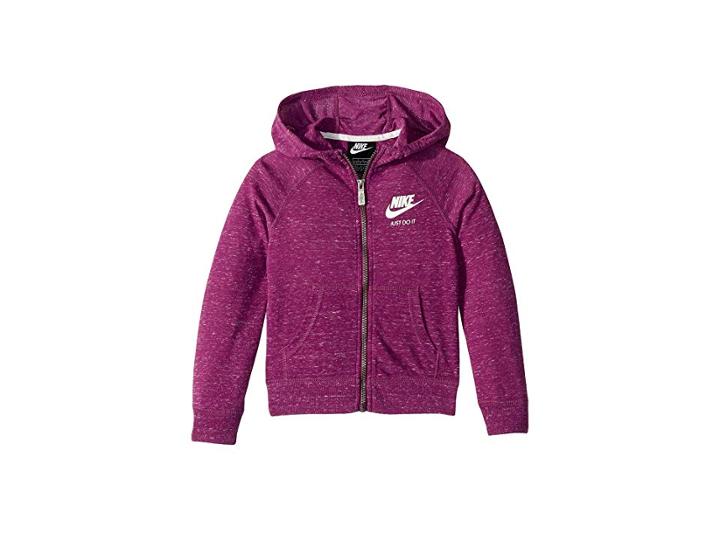Nike Kids Gym Vintage Full Zip Hoodie (little Kids) (bold Berry) Girl's Sweatshirt