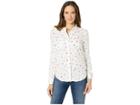 Per Se Long Sleeve Split Back Shirt (white Watermelon) Women's Clothing
