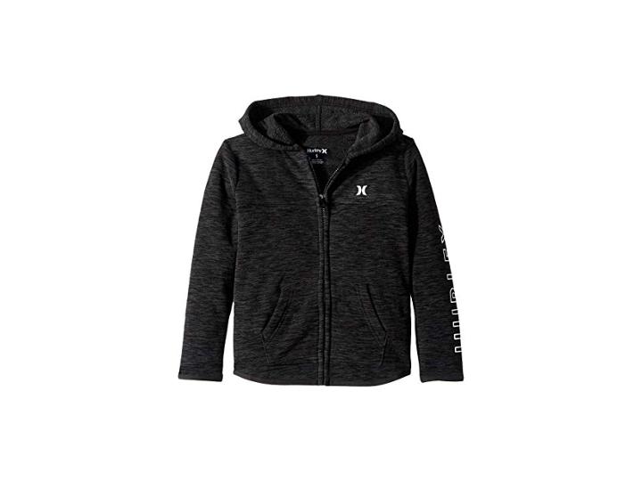 Hurley Kids Polar Protect Fleece Zip Front Hoodie (little Kids) (black Heather) Boy's Sweatshirt