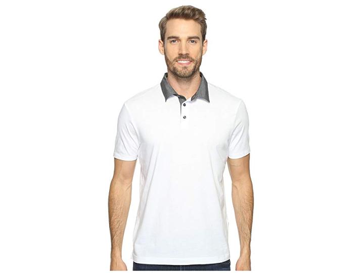 Perry Ellis Pima Chambray Polo Shirt (bright White) Men's Clothing