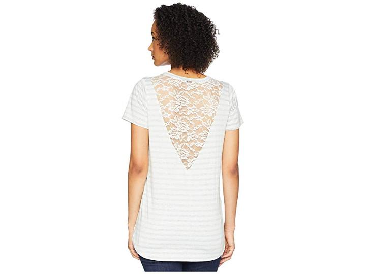 Cruel Lace Back Insert Hi-low Tee (light Blue) Women's T Shirt