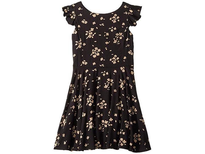 Polo Ralph Lauren Kids Floral Fit And Flare Dress (big Kids) (black Multi) Girl's Dress