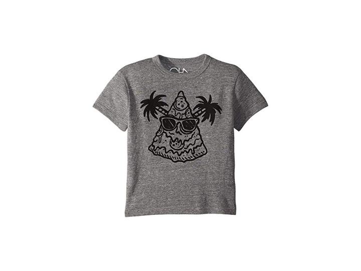 Chaser Kids Extra Soft Tri-blend Pizza And Palms Tee (toddler/little Kids) (streaky Grey) Boy's T Shirt