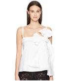 Red Valentino Stretch Compact Poplin Top With Bow And Boules (bianco) Women's Blouse