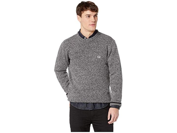 Fred Perry Tipped Crew Neck Jumper (black Twist) Men's Clothing