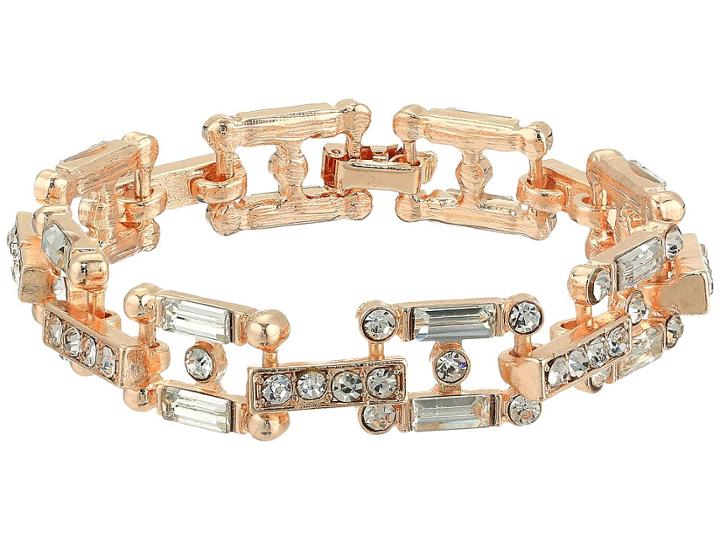 Steve Madden Square Link Bedazzled Bracelet (rose Gold) Bracelet