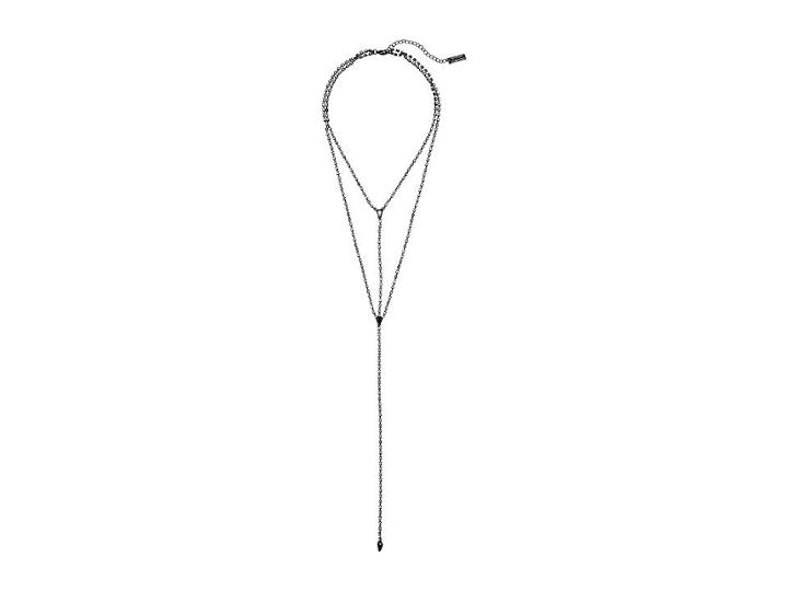 Steve Madden Double Strand Y Shaped Rhinestone Necklace (silver-tone) Necklace
