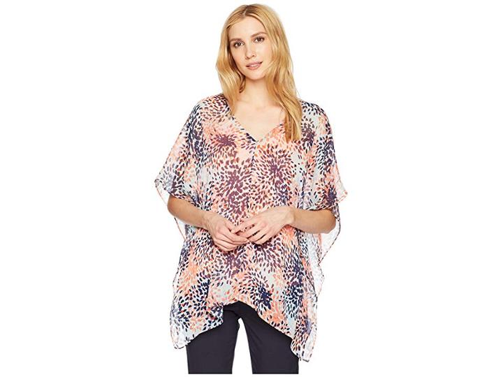 Nydj Chiffon Caftan Popover (stargazer Desert Flower) Women's Clothing