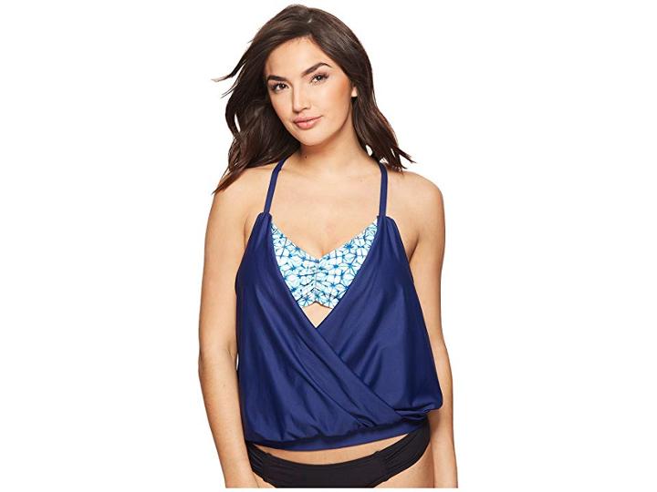 Next By Athena Spice Market Surplice Double Up Tankini Top (d-cup) (navy) Women's Swimwear