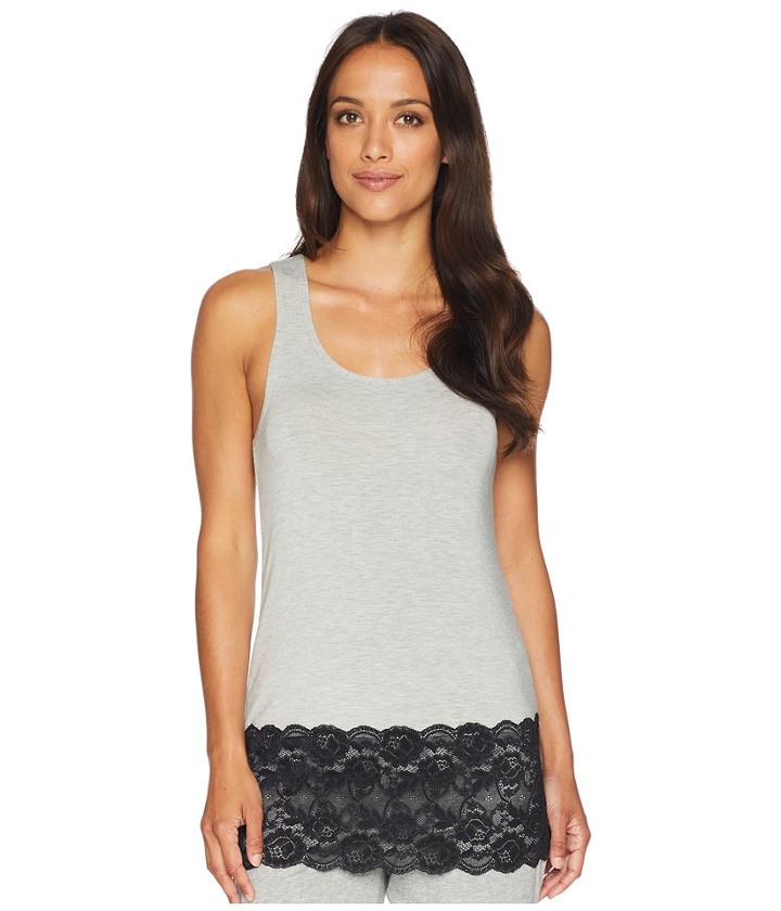 Felina Jessica Modal Tank Top With Galloon Lace Hem (heather Gray) Women's Pajama