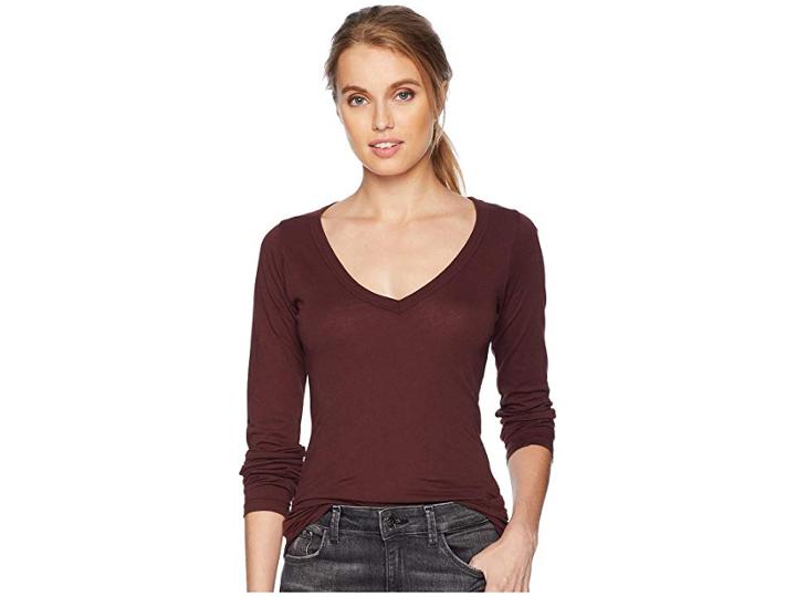 Lamade Fitted V-neck Tee (decadent Chocolate) Women's Long Sleeve Pullover