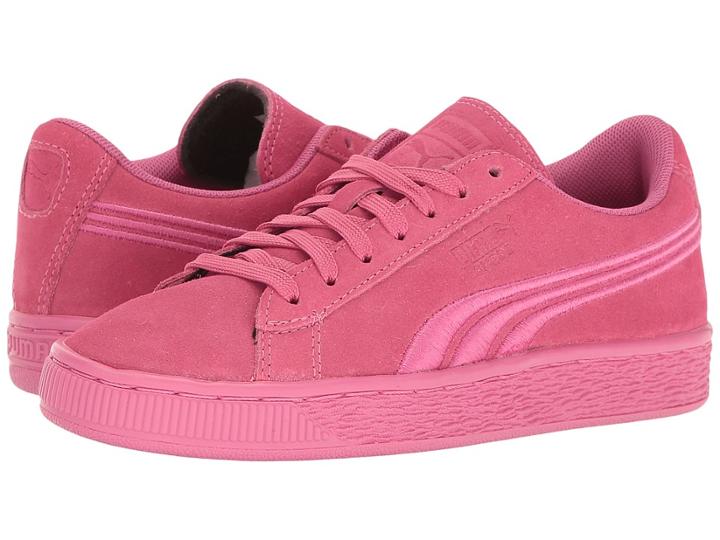 Puma Kids Suede Classic Badge Jr (big Kid) (shocking Pink) Girls Shoes