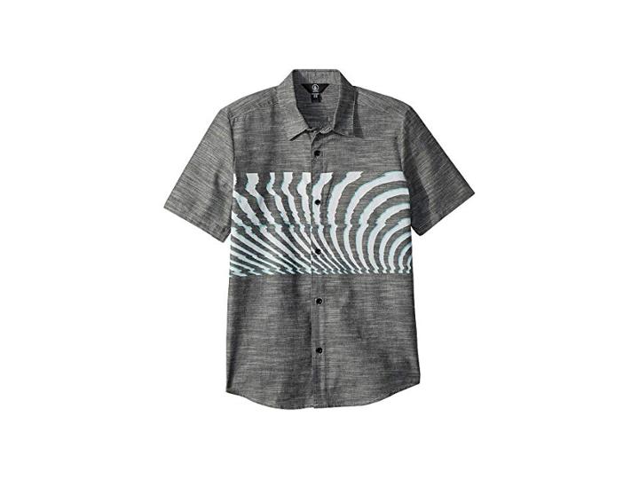 Volcom Kids Blocked Short Sleeve Shirt (big Kids) (black) Boy's Short Sleeve Button Up