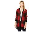 Lucky Brand Buffalo Plaid Cardigan Sweater (red Multi) Women's Sweater