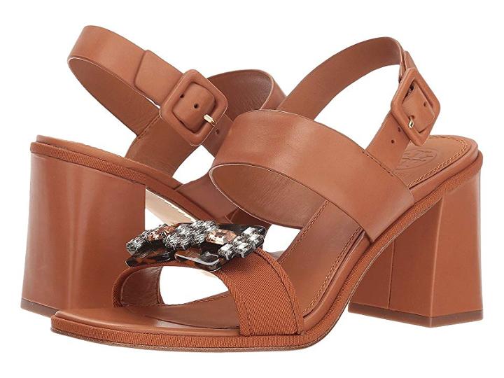 Tory Burch Delaney 75mm Embellished Sandal (tan/tan) Women's Shoes