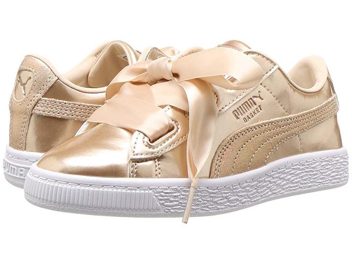 Puma Kids Basket Heart Lunar Lux Ps (little Kid/big Kid) (cream Tan) Girls Shoes