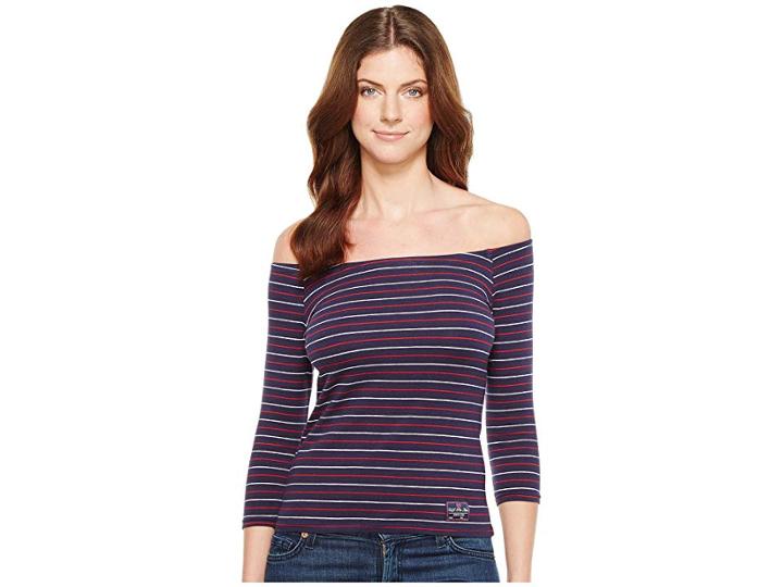 U.s. Polo Assn. Off Shoulder Tee (tribal Navy) Women's T Shirt