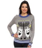 Tipsy Elves Hanukkah Ugly Christmas Sweater (grey) Women's Sweater