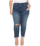 Nydj Plus Size Plus Size Girlfriend Jeans With Knee Slit In Crosshatch Denim In Newton (newton) Women's Jeans