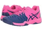 Asics Kids Gel-resolution(r) 7 Gs Tennis (little Kid/big Kid) (pink Glo/blue Print) Girls Shoes