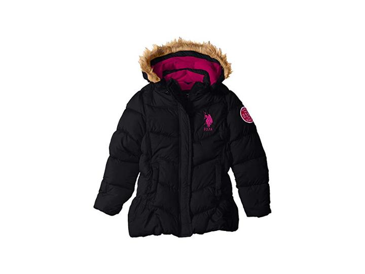 U.s. Polo Assn. Kids Bubble Coat (big Kids) (black) Girl's Coat