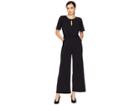 Eci Keyhole Neck Tie Front Jersey Jumpsuit (black) Women's Jumpsuit & Rompers One Piece