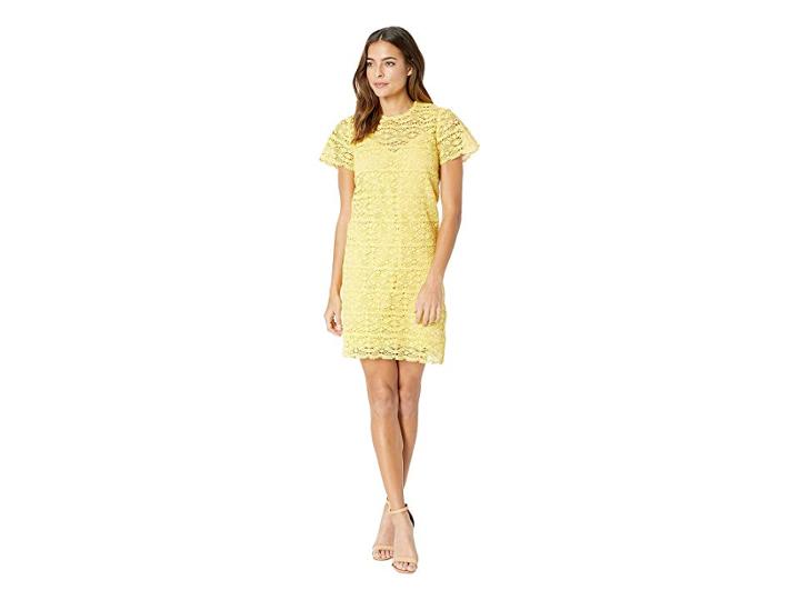 Juicy Couture Crochet Lace Flutter Sleeve Shift Dress (buttercup) Women's Dress