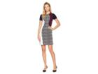 Taylor Mixed Fabric Shift Dress (black/ivory/purple) Women's Dress