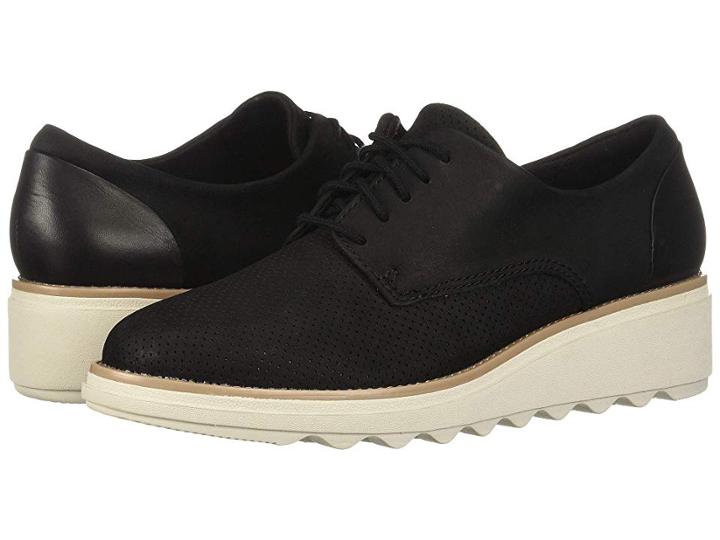 Clarks Sharon Crystal (black Nubuck/leather Combi) Women's Shoes