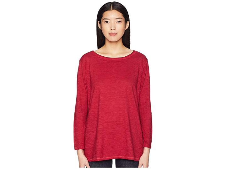 Eileen Fisher Bateau Neck Tunic (radish) Women's Long Sleeve Pullover