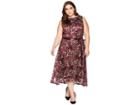Tahari By Asl Plus Size Embroidered Mesh Midi Dress (aubergine/gold) Women's Dress
