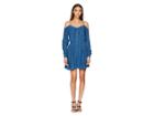 The Kooples Lyocel Denim Dress With Bare Shoulders And Splits Details (blue) Women's Dress