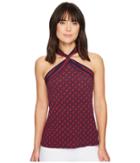 Michael Michael Kors Rope Border Twist Halter Top (true Navy/true Red) Women's Clothing