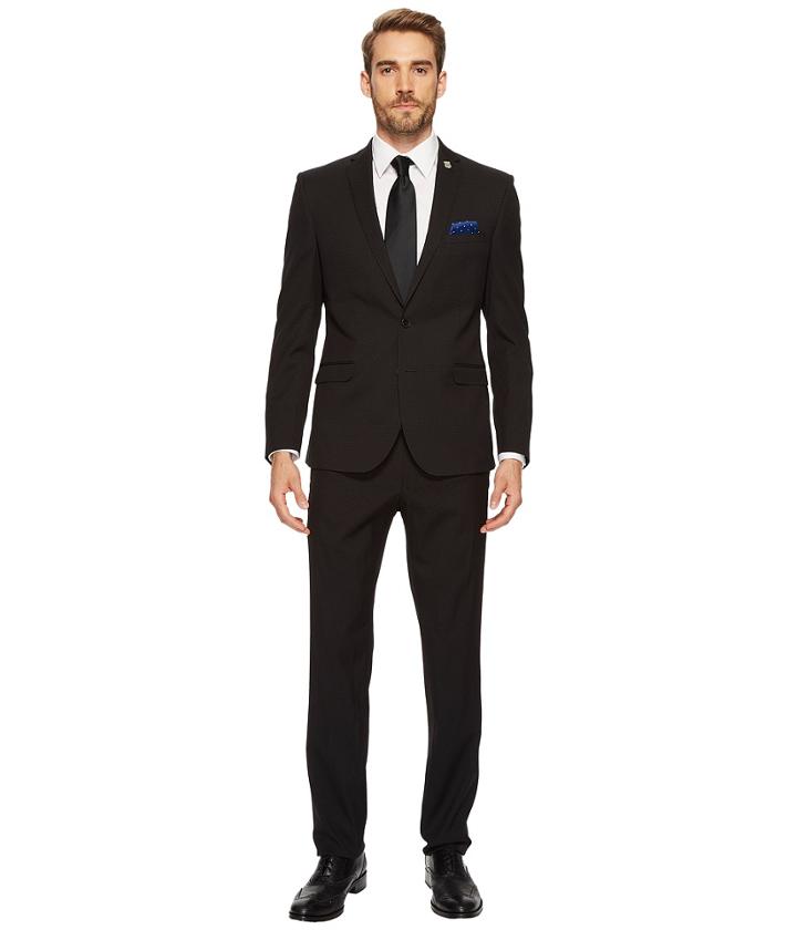 Nick Graham Black Pin Dot Slim Fit Suit (black) Men's Suits Sets