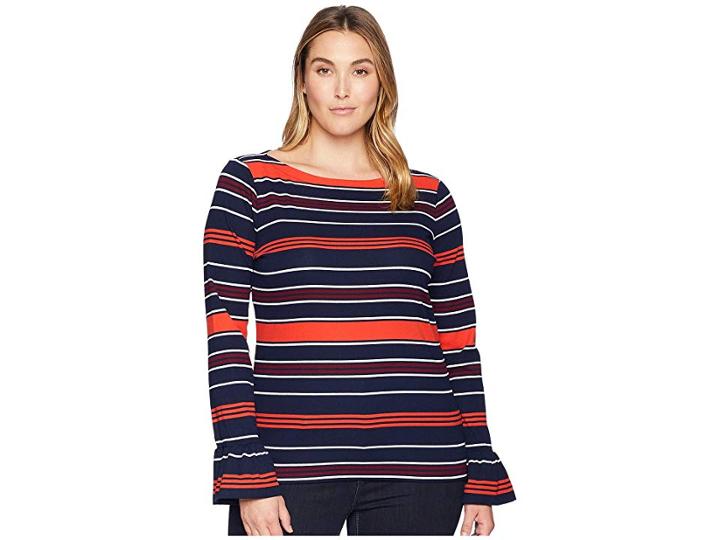 Lauren Ralph Lauren Plus Size Striped Bell-cuff Top (multi) Women's Clothing