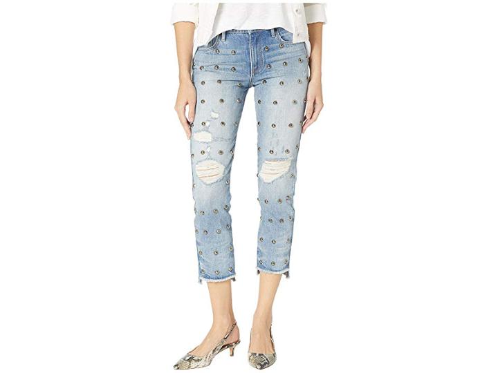 Juicy Couture Denim Dome Stud Embellished Boyfriend Jeans (smith Wash) Women's Jeans