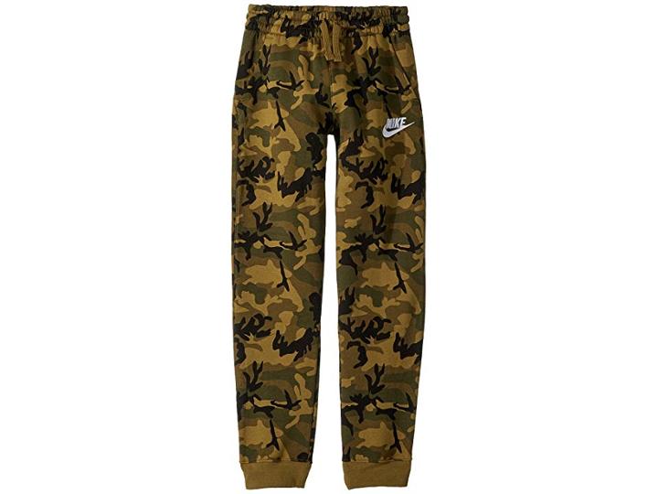 Nike Kids Nsw Club Fleece Jogger Camo Print Pants (big Kids) (olive Flak/olive Flak/white) Boy's Casual Pants