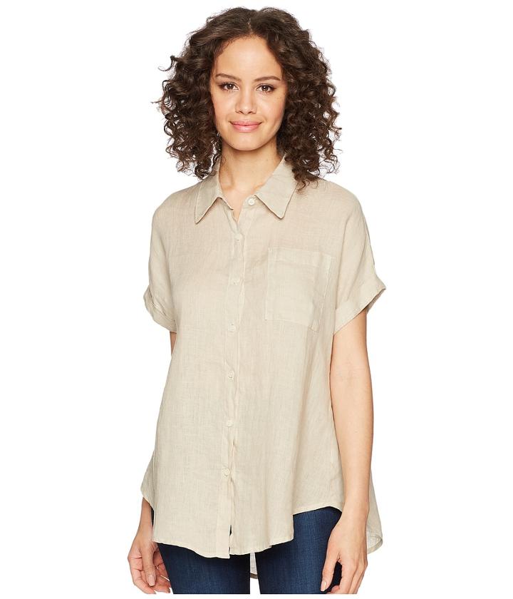 Allen Allen Short Sleeve Camp Shirt (sand) Women's Short Sleeve Button Up