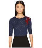 Sonia Rykiel Perforated Woolsilk Knit Sweater (multi Black) Women's Sweater