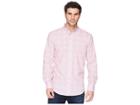 Bugatchi Shaped Fit Performance Crosshatch Woven Shirt (berry) Men's Long Sleeve Pullover