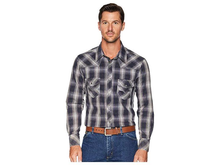 Rock And Roll Cowboy Long Sleeve Snap B2s7032 (black) Men's Clothing
