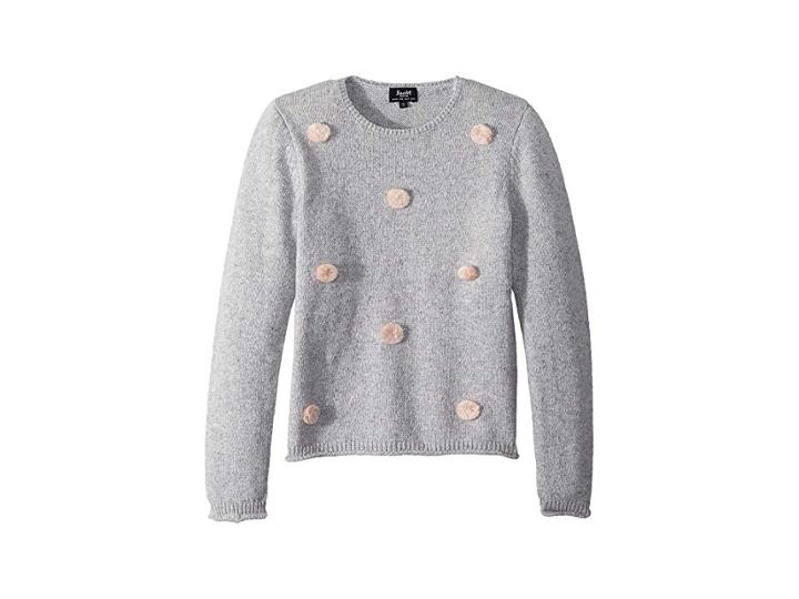 Bardot Junior Pom Pom Sweater (big Kids) (grey Marle) Girl's Sweater