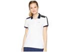 Lacoste Roland Garros Stretch Mini Pique Contrast Trim Polo (white/navy Blue/apricot) Women's Short Sleeve Knit