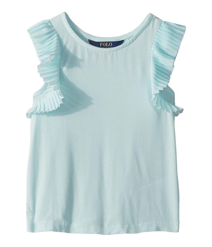 Polo Ralph Lauren Kids Flutter-sleeve Jersey Top (little Kids) (crystal Blue) Girl's Clothing