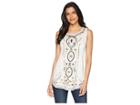 Scully Bethia Classy Embroidered Tank With Sewn On Stone Accents (ivory) Women's Clothing