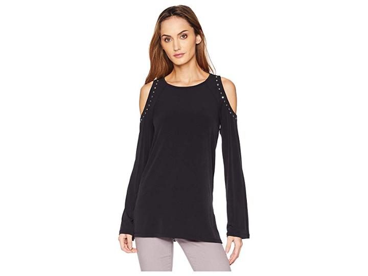 Michael Michael Kors Cold Shoulder Embellished Top (black) Women's Clothing