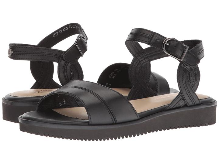 Hush Puppies Briard Quarter Strap (black Leather) Women's Sandals