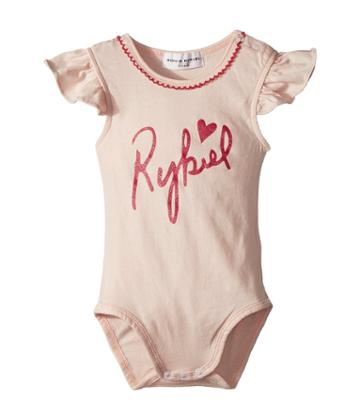 Sonia Rykiel Kids Adenora Ruffle Sleeve Bodysuit W/ Logo On Front (infant) (opera) Girl's T Shirt