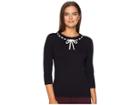 Cece Long Sleeve Sweater W/ Ribbon Detail (rich Black) Women's Sweater